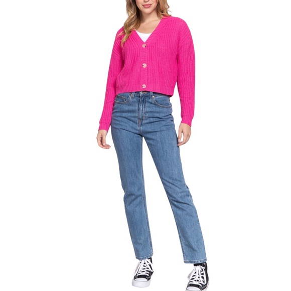 NWT Pink Long Sleeve Sweater Cardigan - Picture 2 of 5